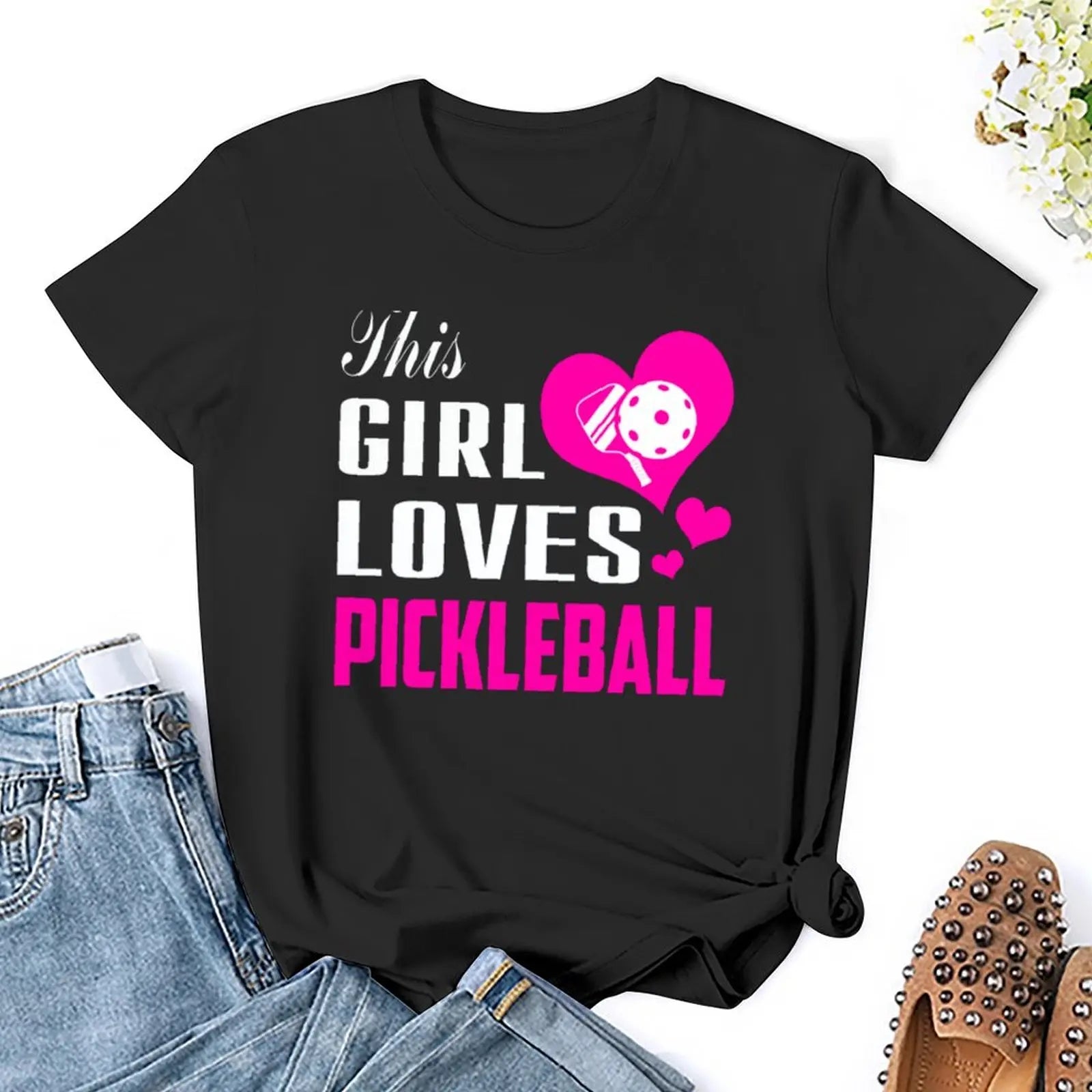 This Girl Loves Pickleball Pickleball Girls Gift for Pickleall Lovers T-Shirt female oversized tops for Women