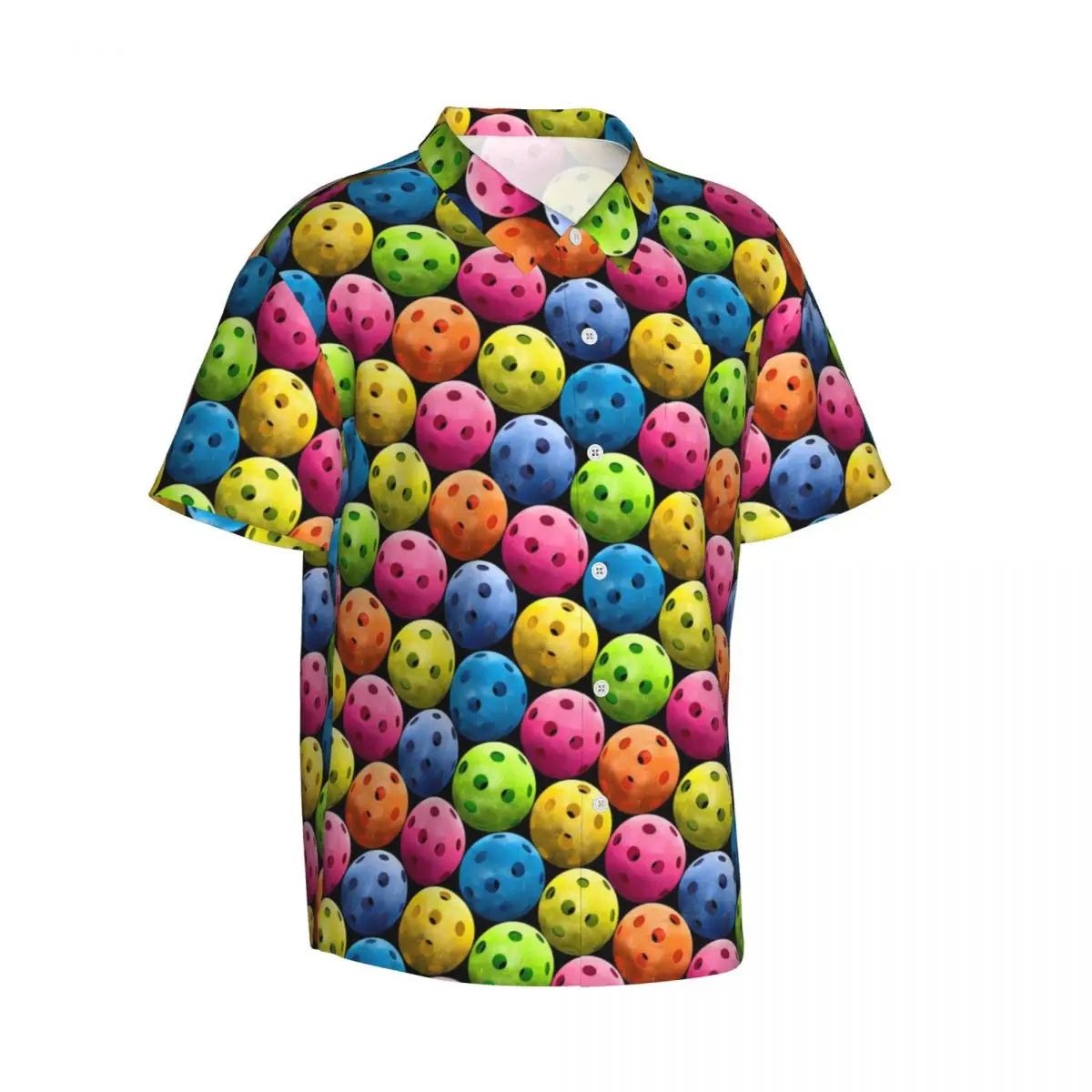 Colorful Ball Beach Shirt Man Pickleball Casual Shirts Hawaiian Short-Sleeve Design Elegant Oversized Blouses Birthday Present