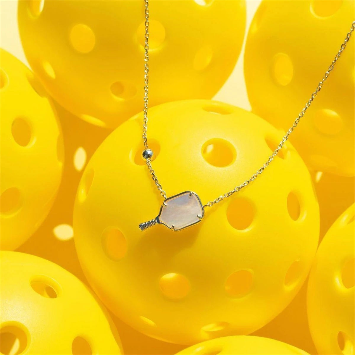 Pickleball Paddle and Ball Necklace